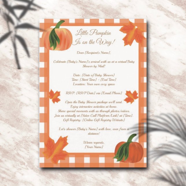 Orange Gingham Pumpkin Baby Shower by Mail Inbjudningar (Skapare uppladdad)