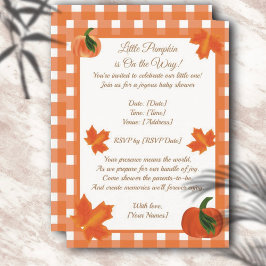 Orange Gingham Pumpkin Baby Shower Inbjudningar