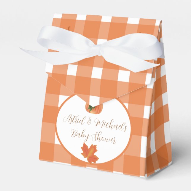 Orange Gingham Pumpkin Baby Shower Presentaskar (Framsidan Sidan)
