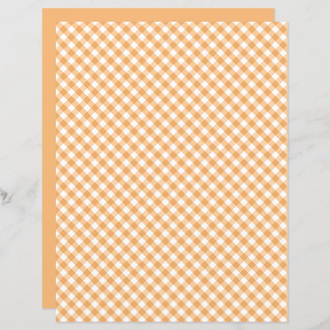 Orange Gingham Scrapbook Papper (Fram/baksida)