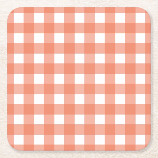 Orange gingham underlägg papper kvadrat (Framsidan)