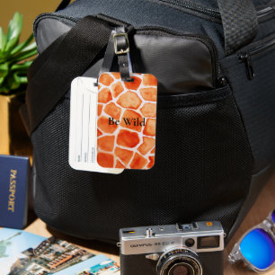 Orange Giraffe Animal Print Bagagebricka