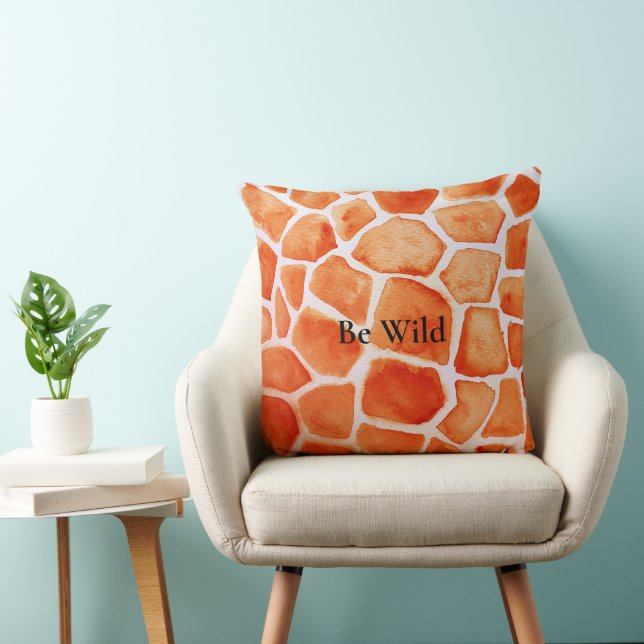 Orange Giraffe Animal Print Kudde (Stol)