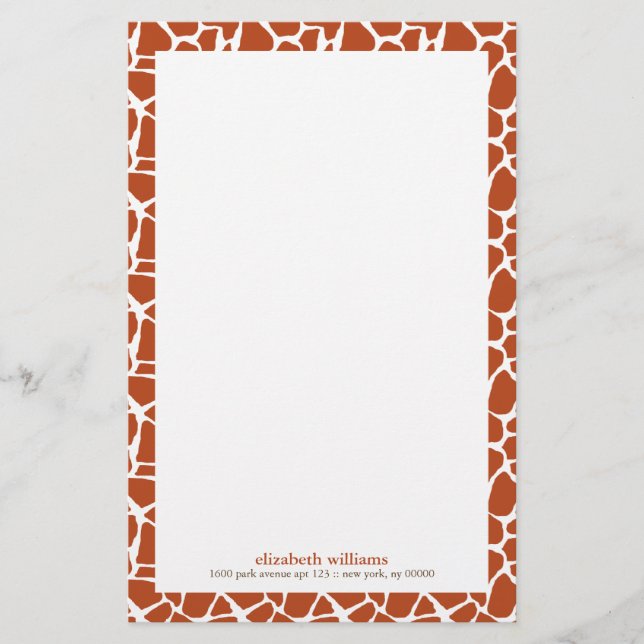 Orange Giraffe Mönster Brevpapper (Framsida)