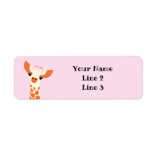 Orange Giraffe Returadress Etikett