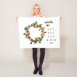 Orange Girl Milestone Blanket, Orangar Månadsbad Fleecefilt