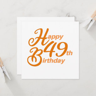 Orange Glad 49-årsdag skrivstil Inbjudningar