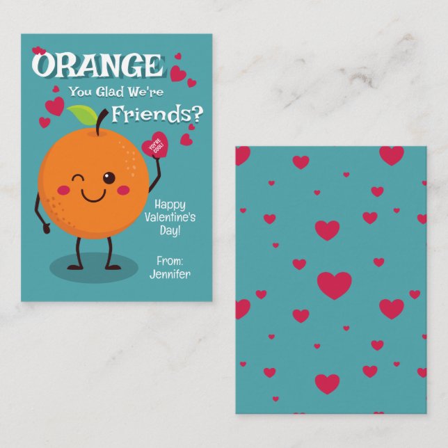 Orange Glad att vi är vänner? Anteckningskort (Fram/baksida)