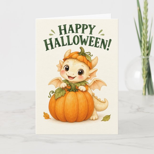 Orange Glad Halloween Pumpa Baby Drake  Kort (Framsida)