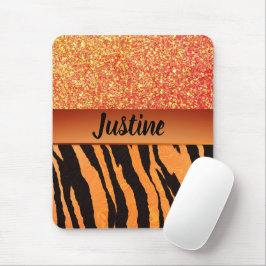 Orange Glam Glitter Tiger Print Musmatta