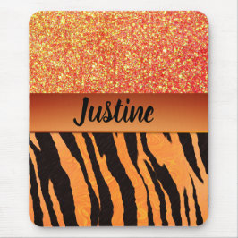 Orange Glam Glitter Tiger Print Musmatta