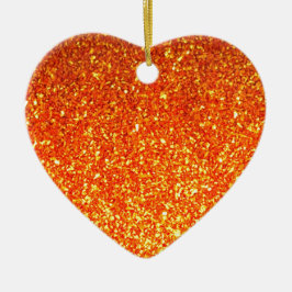Orange glatt glitter-hjärtprydnad julgransprydnad keramik