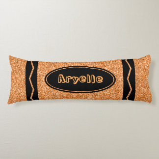 Orange Glitter Crayon Eget namn XL-brödpanel Kroppskudde