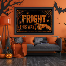 Orange Glitter Fright den här vägen Spider Poster