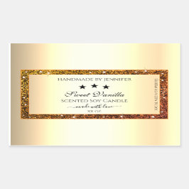 Orange Glitter Gnistra produktetiketter Guld effek Rektangulärt Klistermärke