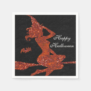 Orange Glitter Halloween Häxa Kostym Fest Pappersservett