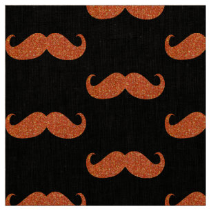 Orange Glitter Mustache #2 Tyg