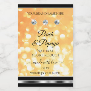 Orange Glitter-produktetiketter, mousserande diama Mat Etikett