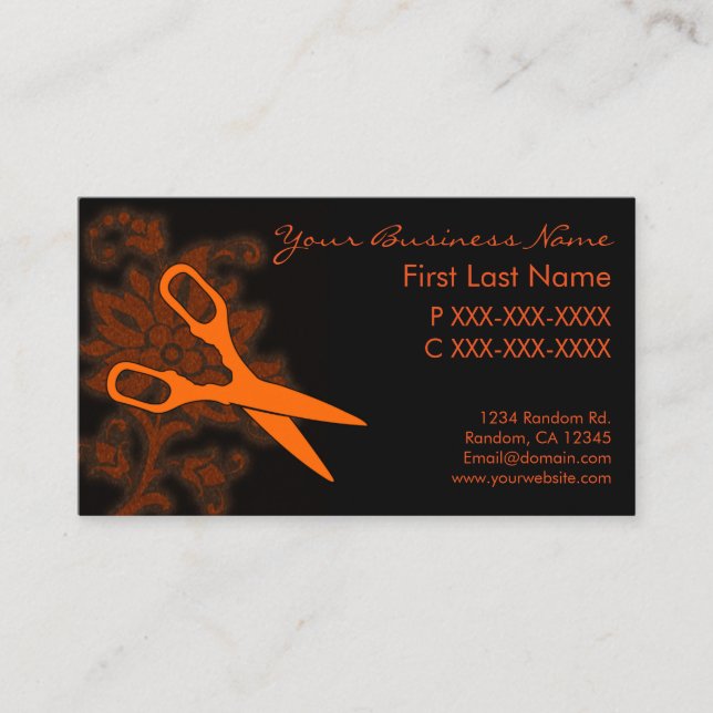 Orange glitter snurra hårklippta affärskort visitkort (Framsida)