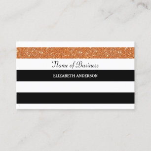 Orange Glitter Trendig Black and White Rand Visitkort