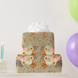 Orange Glittery Pumpkins on Vintage Crinkle Papper Presentpapper