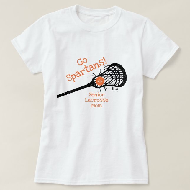 Orange Go Team Lacrosse Mamma T Shirt (Design framsida)