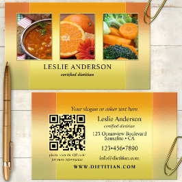 Orange Gold Fotos Dietist Nutritionist QR-kod Visitkort