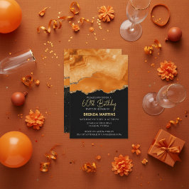 Orange Gold Glitter  Watercolor Inbjudningar