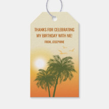 Orange Golden Sunset Palm Trees Birthday Thank You