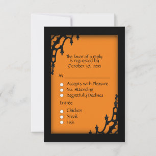 Orange Gothic RSVP med menyval OSA Kort
