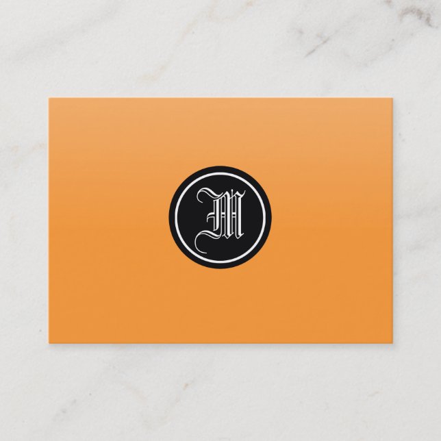 Orange gotisk Monogram Visitkort (Framsida)