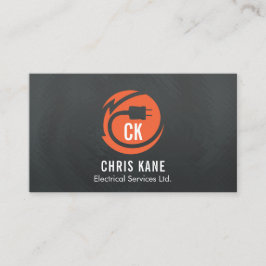 Orange- & grå färgelektrikerlogotypdesign visitkort