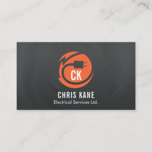 Orange- & grå färgelektrikerlogotypdesign visitkort