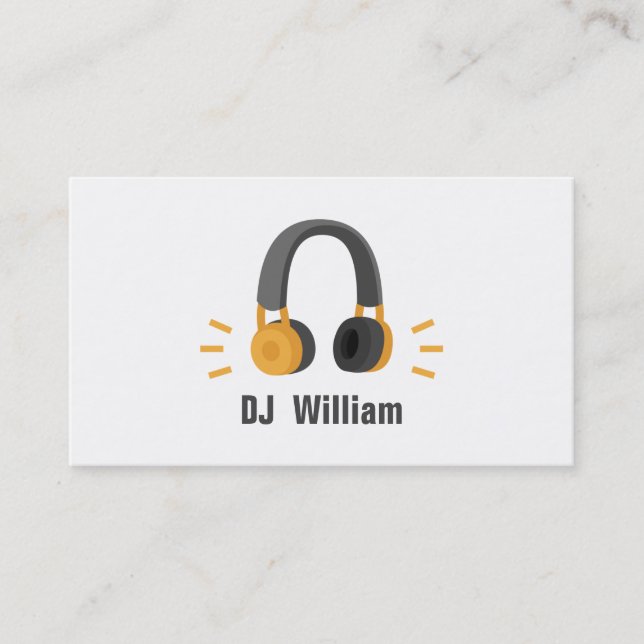Orange Grå Hörlurar DJ Diskjockey Visitkort (Framsida)