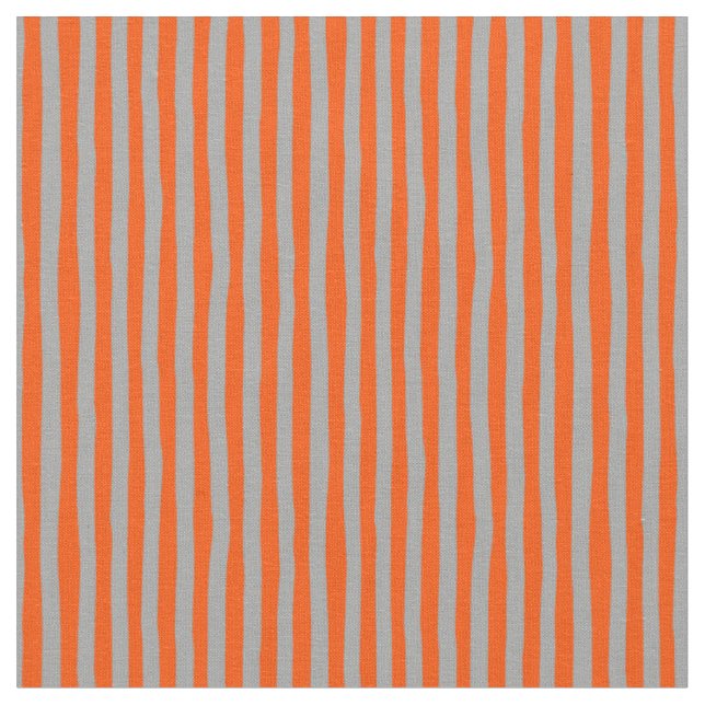 Orange & Grå Ojämna Ränder Tyg (Närbild)