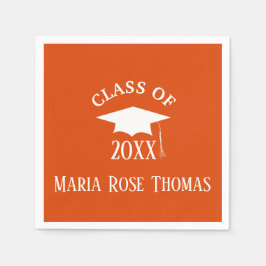 Orange Grad Cap & Löv Papper Napkins Pappersservett
