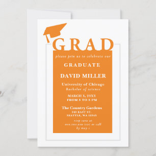 Orange Grad Modern Minimalist Studenten Inbjudningar