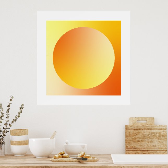 Orange Gradient Circle Vignette Abstract Design Poster (Kök)