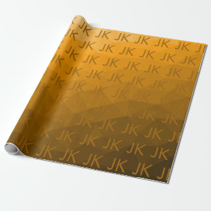 Orange gradient geometrisk mesh-mönster Monogram Presentpapper