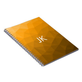 Orange gradient geometriskt nätmönster Monogram Anteckningsbok
