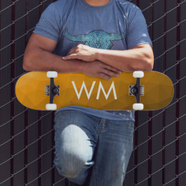 Orange gradient geometriskt nätmönster Monogram Mini Skateboard Bräda 18,5 Cm