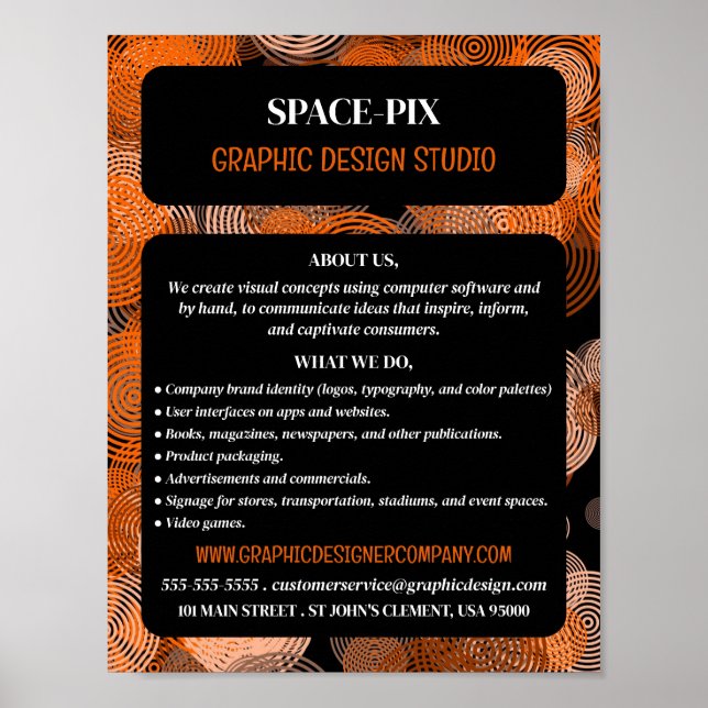 Orange-grafikcirklar, Graphic Designer Advert Poster (Framsidan)