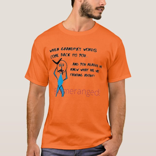 Orange Grandpas Ord Boomeranged T Shirt (Framsida)