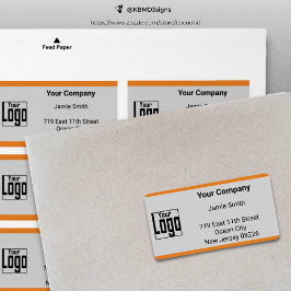Orange Gräns Anpassningsbar Logotyp Grått Company Adressetikett