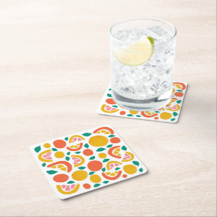 Orange Grapefruit Citrus Mönster Underlägg Papper Kvadrat