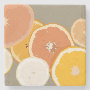 Orange Grapefruit och Citrus Illustration Stenunderlägg