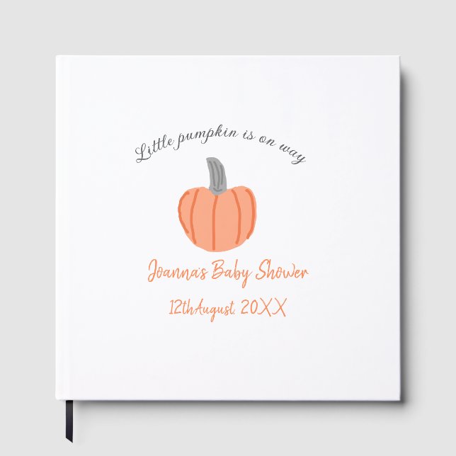 Orange grått-babyduschen är på väg. gästböcker (Framsida)