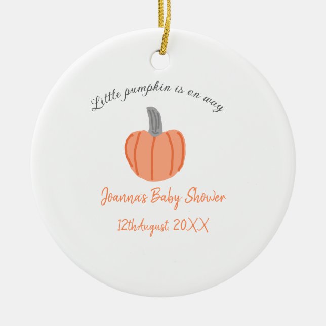 Orange grått-babyduschen är på väg. julgransprydnad keramik (Framsidan)