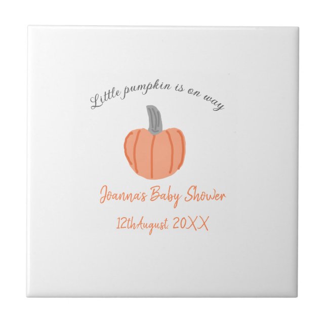 Orange grått-babyduschen är på väg. kakelplatta (Framsidan)