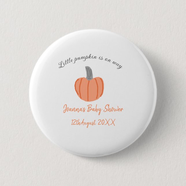 Orange grått-babyduschen är på väg. knapp (Framsida)